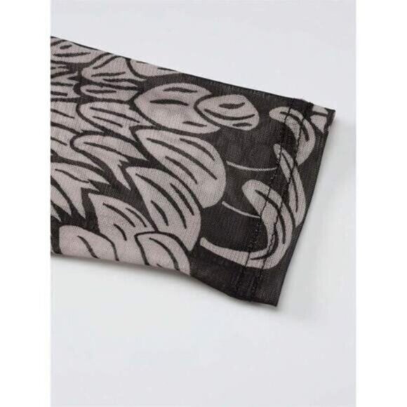 Melton Summer Sexy Colorblock Bodycon Dress High Neck Mesh Long Sleeve Graphic - Picture 5 of 5